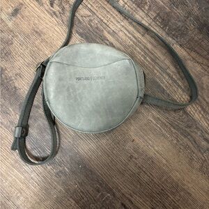 Portland Leather Round Crossbody Bag in Storm